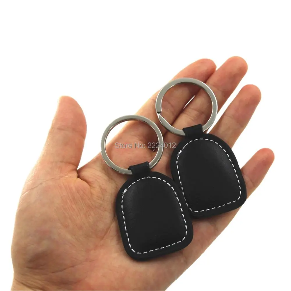 125Khz T5577 T5557 T5567 Rewritable Leather rfid Key Ring Tag Keychains rfid Keyfob for Copy Duplicate Door Access ID Card