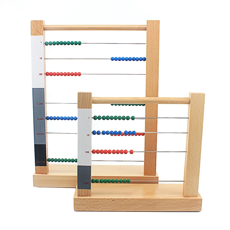 Juguete de matemáticas Montessori de madera para niños, juguete de ábaco, estante de informática, diez cientos de cuentas, juguetes para niños y niñas