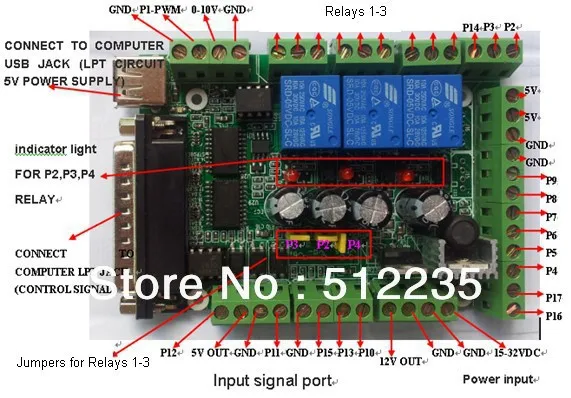 Interface Board MACH3 Interface Board DIY CNC 6-axis Breakout Board  PWM spindle