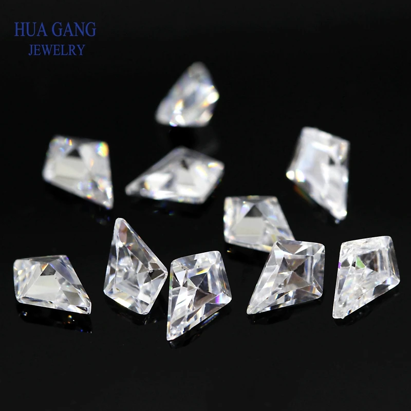 White Kite Shape Cubic Zirconia Brilliant Cut Loose Special Cut CZ Stone Synthetic Gems Beads For Jewelry 3x5-4x6mm