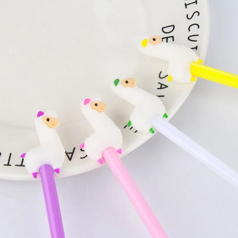 1 Pcs Cartoon Alpaca Sheep Gel Pen Black 0.5mm Ink Signature Pen Lovely Office Stationery School Student Writing Gift Gel Pens