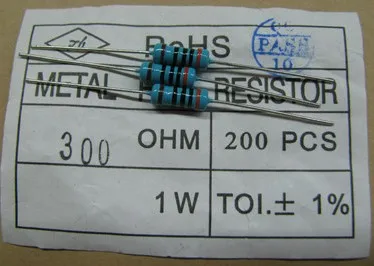 

1W 1R-1M 1W 1ohm to 1M 1W 1R to 1M 1W Metal film resistor 1% 200pcs/LOT Free shipping 1W 100R 200R 56R 47R