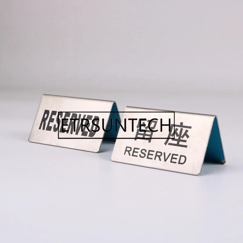 150pcs Stainless Steel Reserved Table Sign Reception Wedding Table Seating Signs No Smoking For Restaurant Cafe Party