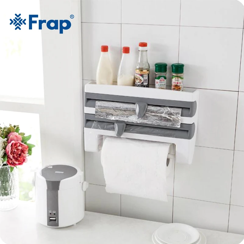 Frap Kitchen Racks Refrigerator Cling Film Storage Rack Wrap Cutter Wall Hanging Paper Towel Holder Kitchen Organizer Y14018/-1