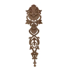 VZLX Wall Classical Vertical Antique Decorative Long Carved Flower Wood Appliques Onlays For Frame Wholesale Garden Furniture