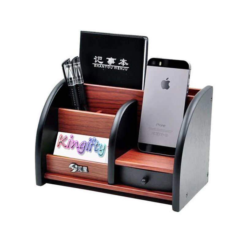 

Fantastic Wooden High-grade multifunctional Desk Stationery Organizer Storage Box Pen Pencil Box Holder Brown with Drawer