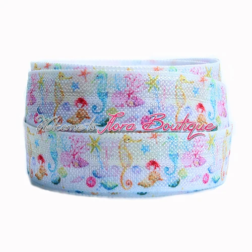 

FLRA ElasticWatercolor seahorse fold over elastic