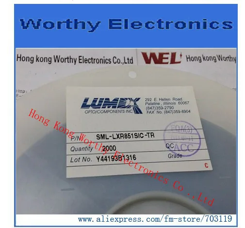 

2000 шт./лот = 1 Катушка SML-LXR851SIC-TR SML LXR851SIC TR LED 636NM SRED CLR RA SMD T/R