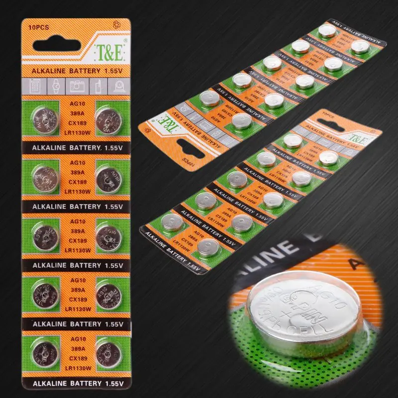 2024 New 10PCS Button Coin Cell Battery AG10 1.5V Watch Batteries SR54 389 189 LR1130 SR1130 Toys Control Remote