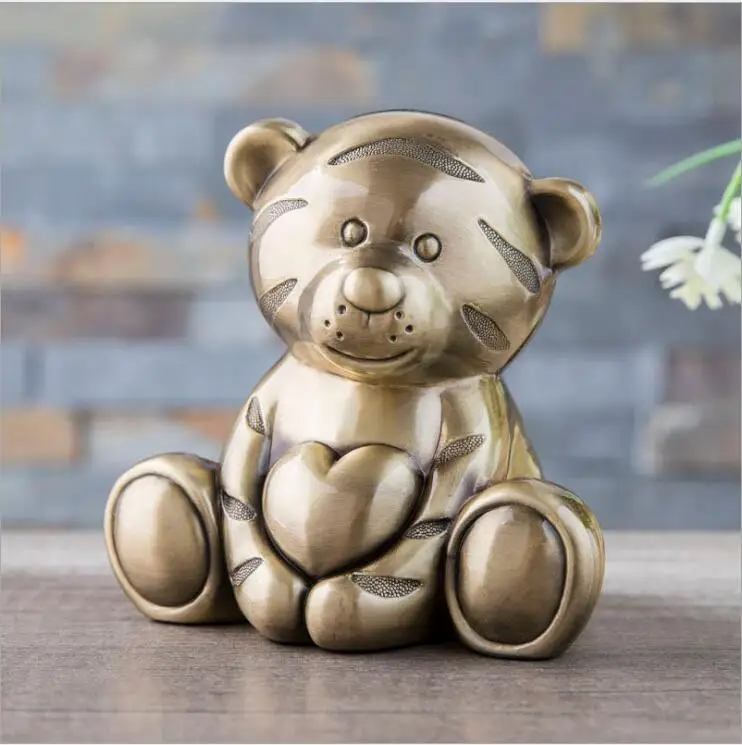 

Loving Tiger Bronze Color Piggy Coin Bank Cash Box Metal Child's Money Box Saving Bank Deposit Box For Table Decoration SNG035