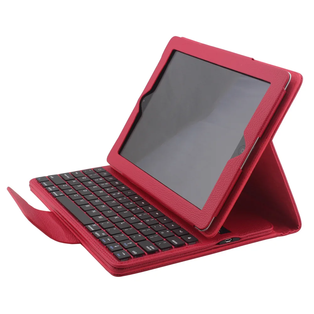 For iPad 2/3/4 2 in 1 Slim Folding Smart Magnetic PU Leather Flip Folio Stand Case Cover+Detachable Wireless Bluetooth Keyboard