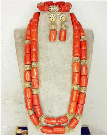 

Big Coral Beads African Jewelry Set Fantastic Wedding Coral Bridal Beads Jewelry Set Women Statement Jewelry Set New ABH416
