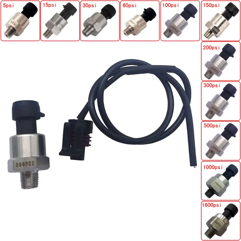 VEKKLA Pressure Transducer, Stainless Steel 0-4.5V NPT1/8”  Pressure Sender For Oil Air Water