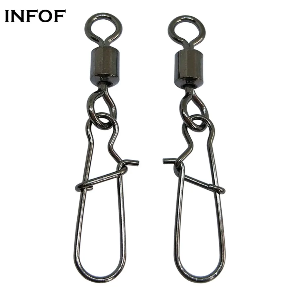 INFOF 200-pieces Fishing Swivels Snap Rolling Swivel with Fast-Lock Snap Bass Fishing Tackle Fishhooks Fly Fishing Connector