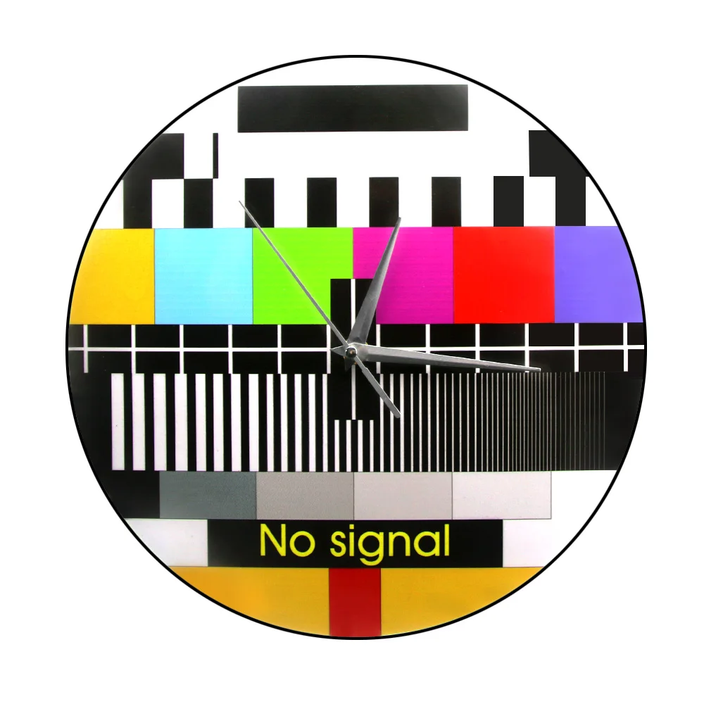 I Love TV Retro TV Test Wall Clock Adjustment Signal Home Decor Wall Art Funky TV Glitch Error Screen Test Rainbow Vintage Clock