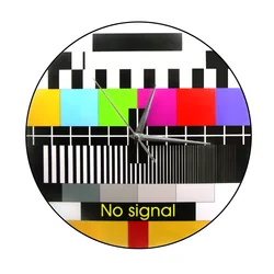 I Love TV Retro TV Test Wall Clock Adjustment Signal Home Decor Wall Art Funky TV Glitch Error Screen Test Rainbow Vintage Clock