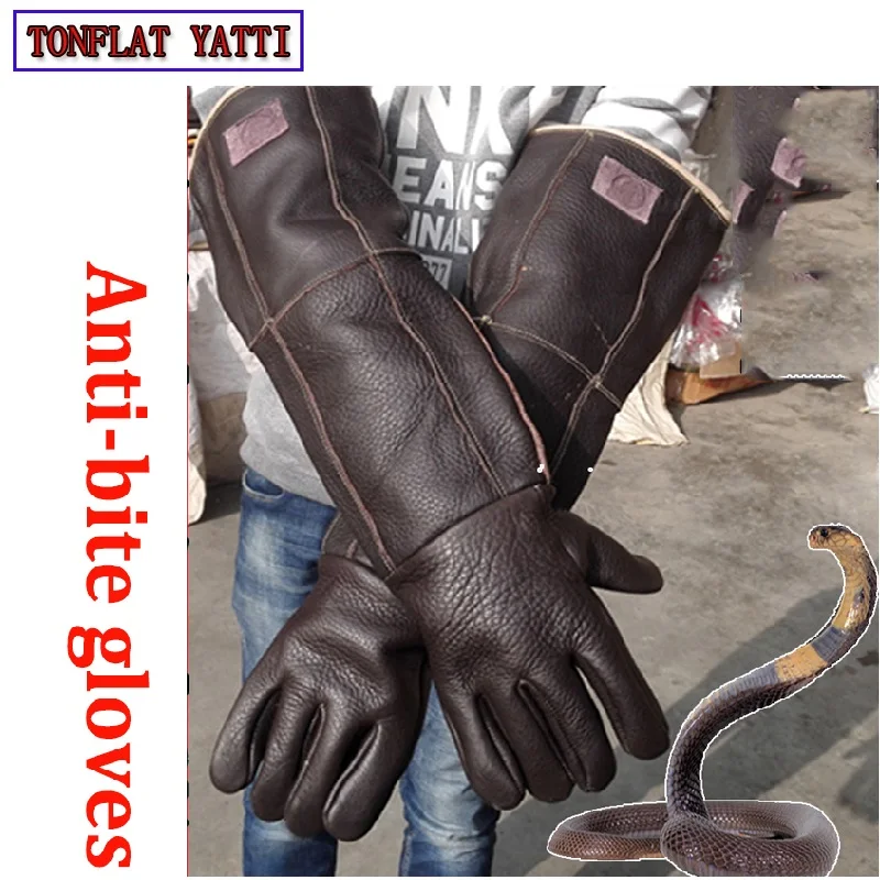 Thicken Anti-bite Leather Gloves Tactical Animal Training Feeding Safety Gloves Dog Cat Snake Anti Bite Anti-scratch Length 60cm