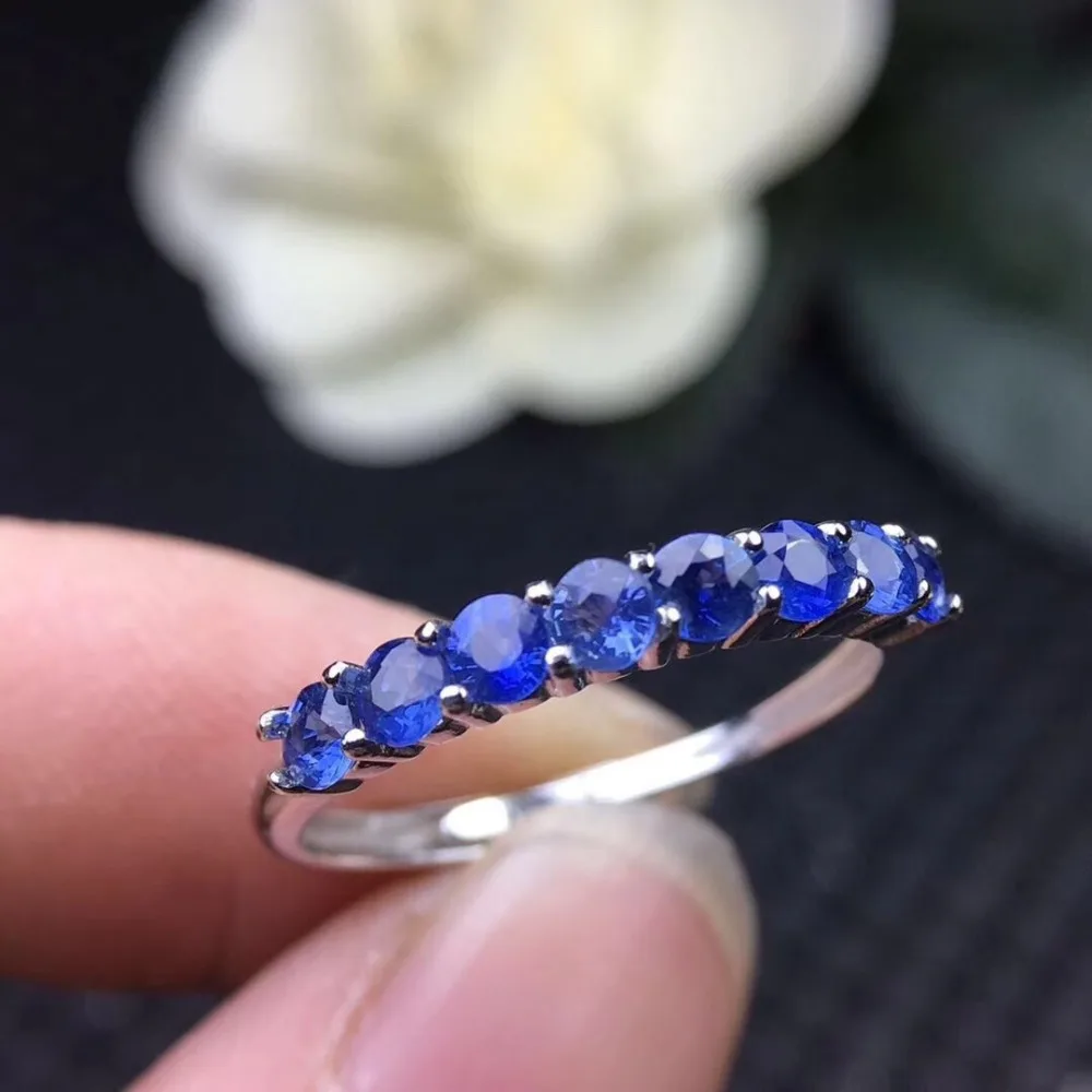 Engagement Ring ,Weding Ring Natural real blue sapphire ring  925 sterling silver Fine handworked jewelry Finger rings