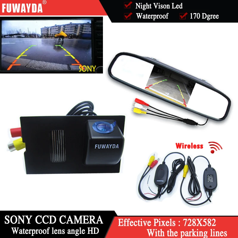 FUWAYDA Wireless Car Rearview Camera for Land Rover Discovery 3 4 Range Rover Sport Freelander 2+4.3Inch rearview Mirror Monitor