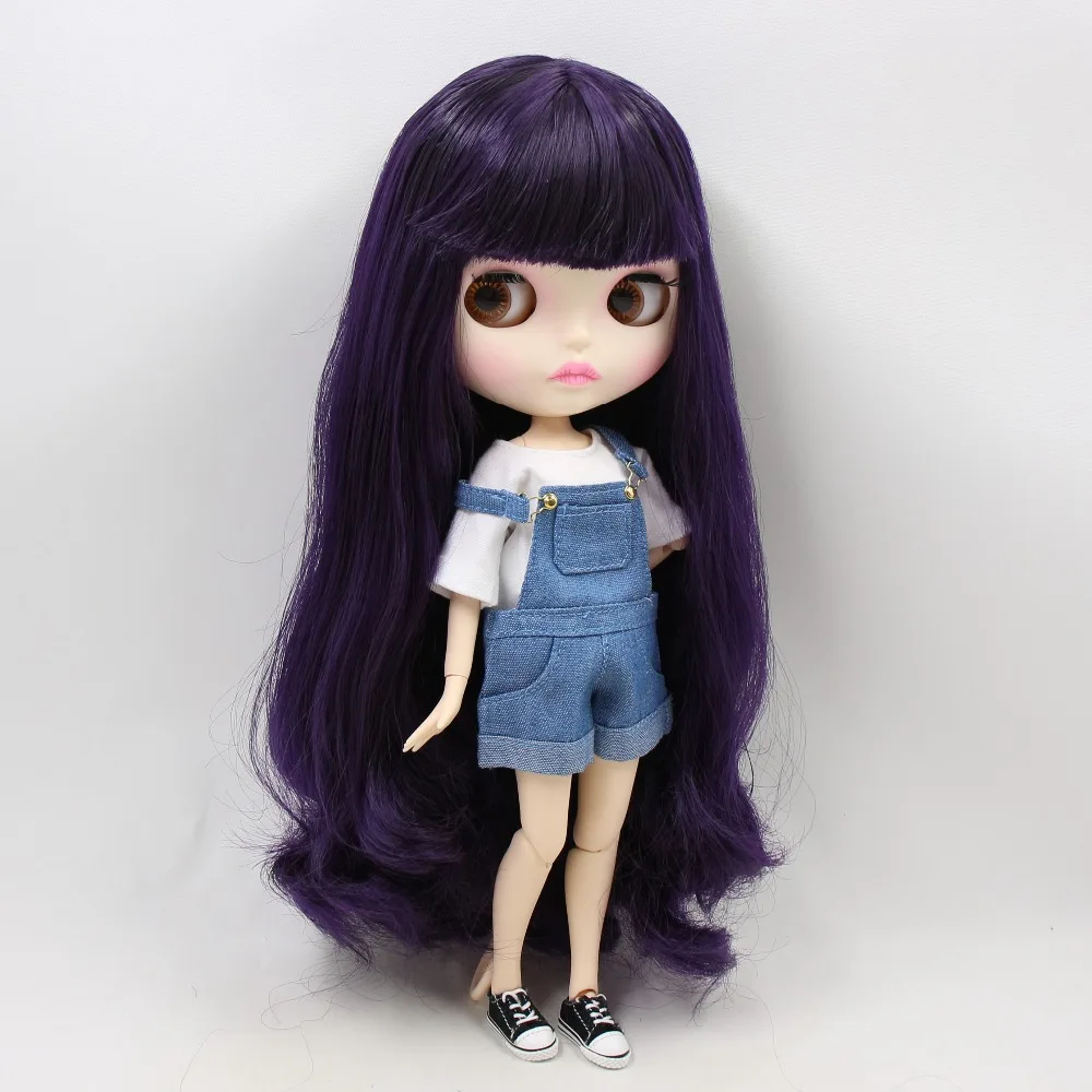 ICY DBS Blyth Puppe bjd joint körper weiße haut neue frontplatte matte gesicht BL169 lila haar 30cm