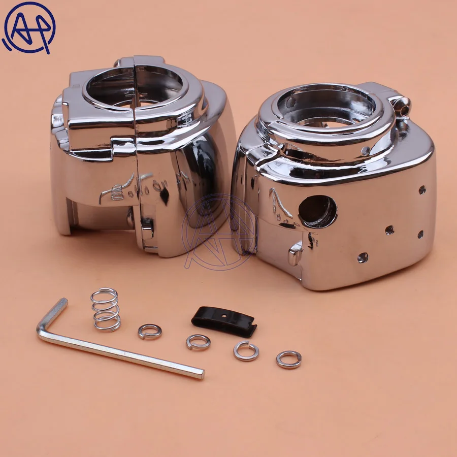 Motorcycle Aluminum Left+Right  Handlebar Switch Button Chrome Housing Cover For Harley Sportster Dyna Softail V-Rod 1996-12