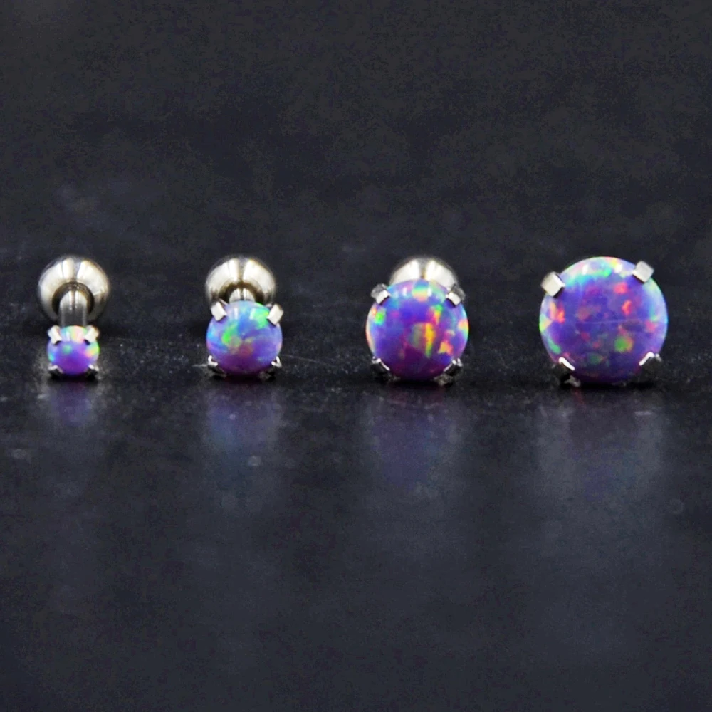 1PC 16g Surgical Steel Round Crystal Opal Ear Helix Tragus Top Upper Ear Earring Stud Labret Earrings Body Piercing Jewelry