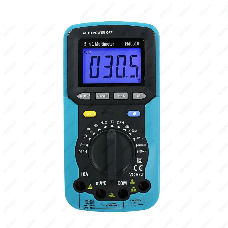 Free Shipping Digital Multimeter 5 in 1 Sound Level Humidity Luminosity Temperature Tester High Accuracy Autoranging Multimeter