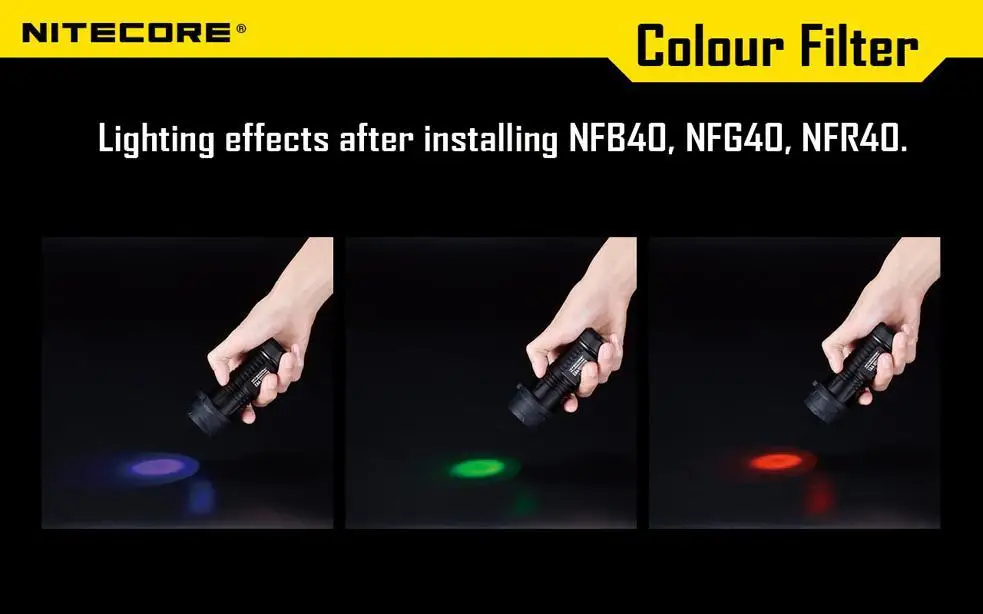 Free shipping 1pc Nitecore Colour Filter(40mm) NFR40 NFB40 NFG40 NFD40 suitable for EA4 P25 flashlight with head of 40mm