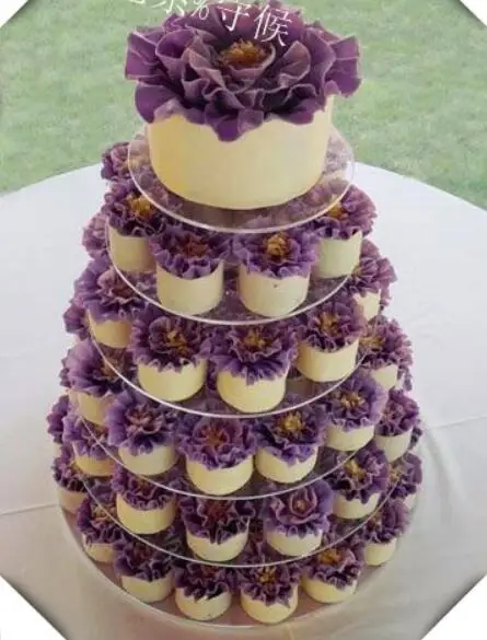 

HOT !Round Clear 6 Tier Acrylic Wedding Cake Stand Cupcake Display Stand For Birthday Party party decoration