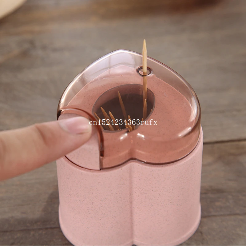 50pcs Automatic Toothpick Holder Container Home Decor Heart Shape Toothpick Storage Box Toothpick Dispenser European Style