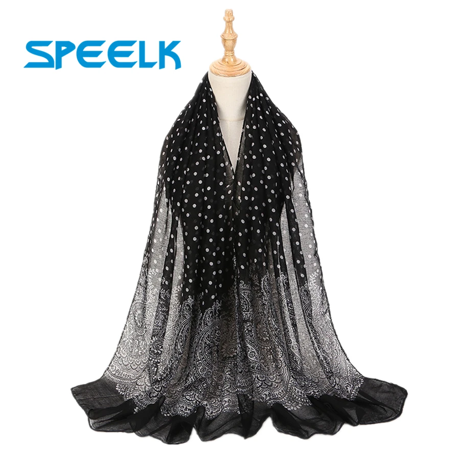 New Retro Scarf Women Bali Yarn Cotton Warm shawl And Wraps Lady Foulard Dot Hijab Stoles Female Beach Scarves Wholesale