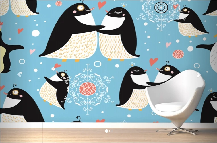 Custom papel de parede infantil, express Penguins which Mural for children room living room TV wall vinyl papel DE parede