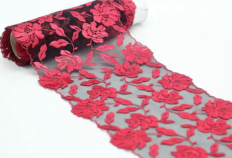 2Yards Red Embroidered Flower Lace Trim High Quality Lace Fabric DIY Craft&Sewing Dress Clothing Accessories