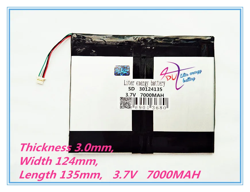 4 thread polymer lithium ion battery 30124135 3.7V 7000MAH With plug For  CH, Tablet PC Battery , Perfect quality of lar