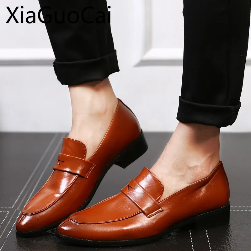 Genuine Leather Mens Casual Shoes Spring and Autumn Male Casual Sneakers Wine Red Waterproof Formal Oxfords