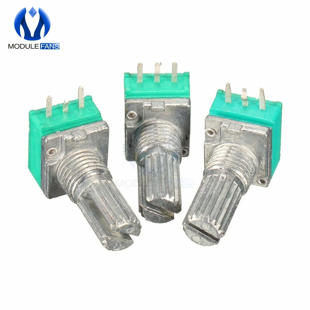 10 STKS Roterende Potentiometer Gekartelde As Enkele Lineaire B Type B10K ohm 10 K Met Cap DIY Kit Elektronische 6mm 3 Pin 3PIN 3 P