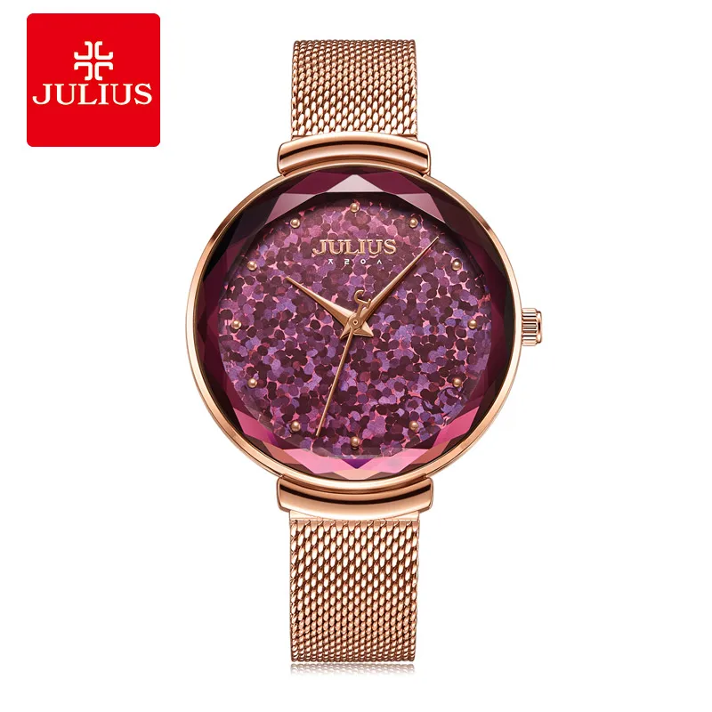 Julius Sequin Dial 4 Colors Women's Watch Japan Mov't Lady Hours Fine Fashion Clock Bracelet Stainless Steel Girl's Gift Box