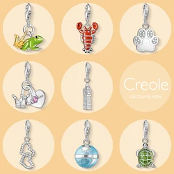 Prince Frog Lobster Paw Princess Big Ben Hearts Globe Turtle Charm Pendant,2019 Summer Trendy Jewelry 925 Sterling Silver Gift