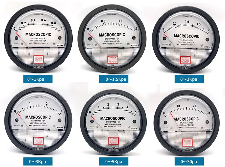 Air Micro pressure Difference gauge pascal differenece meter 0-30Pa,60Pa,100Pa,125Pa,250Pa,300Pa,500Pa,750Pa,1kPa,5kPa etc..