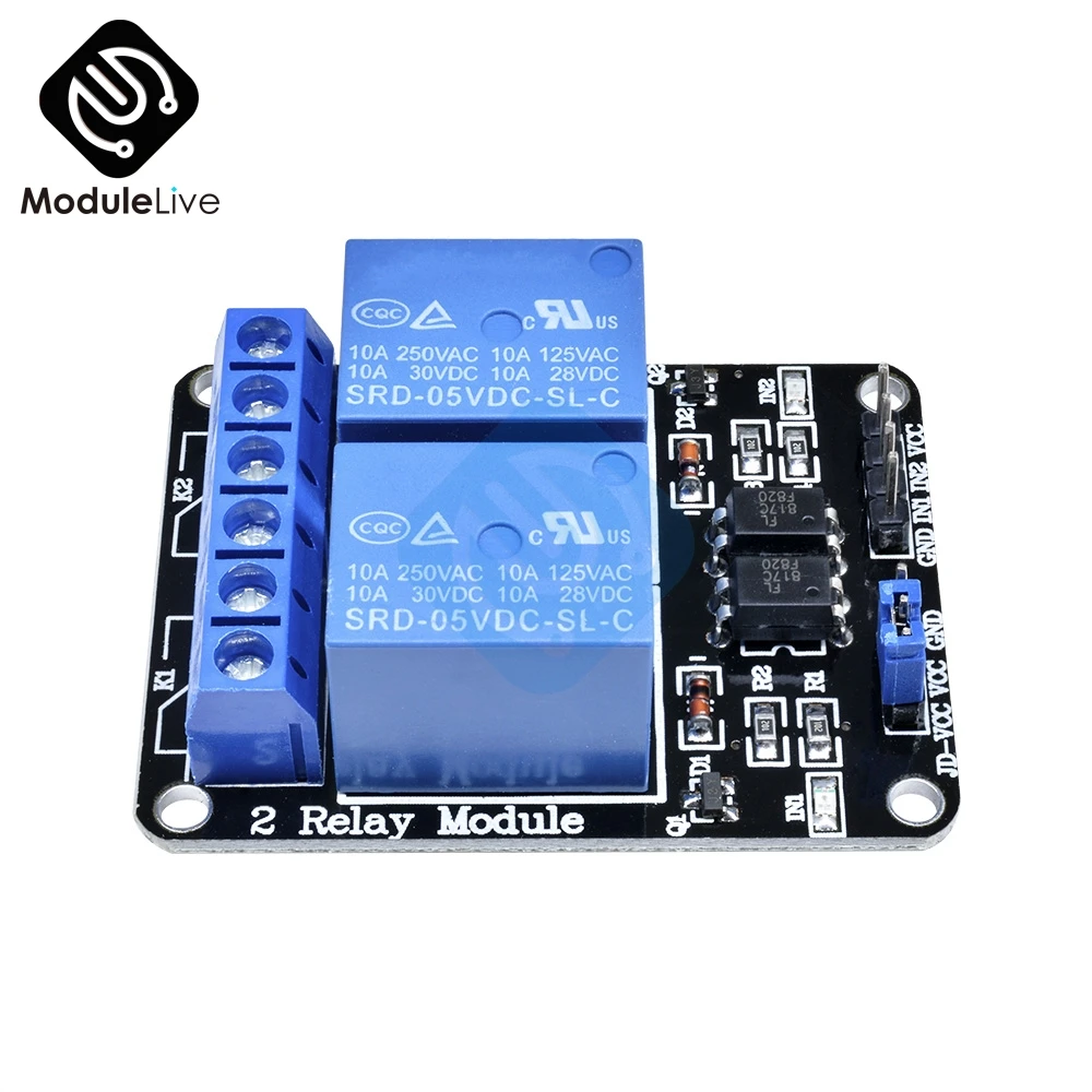 5V Two 2CH 2 Channel Relay Module Board With Optocoupler For Arduino 8051 AVR PIC DSP ARM MSP430 TTL Logic AC 250V 10A DC 30V