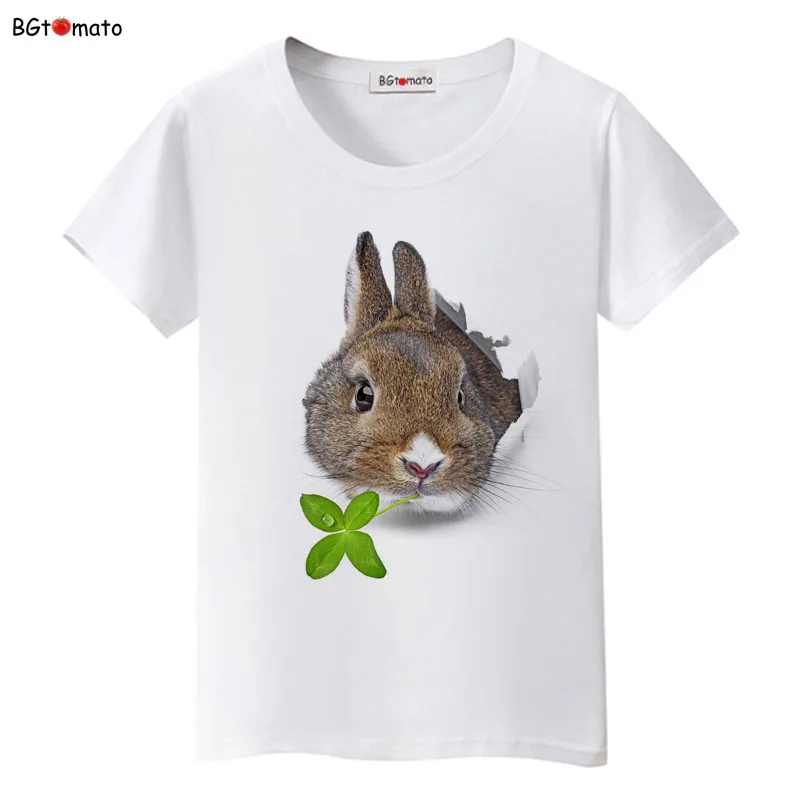 

2021 T shirt Rabbit eating grass lovely 3D t-shirt women's super funny t shirts Original brand clothes cool tee shirt