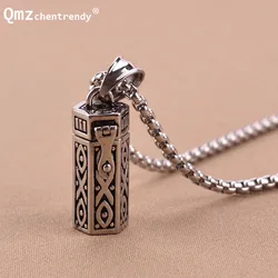 Ancient Engrave Ash Box Pendant Jewelry Pet Urn Cremation Memorial Keepsake Openable Put In Ashes Holder Capsule Chain Necklace