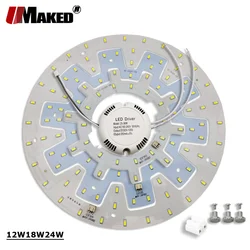 UMAKED led pcb Kit + sterownik AC220V 12W 18W 24W SMD5730 okrągłe światło sufitowe światło wymienić świetlówka doposażenie lampa aluminiowa płyta