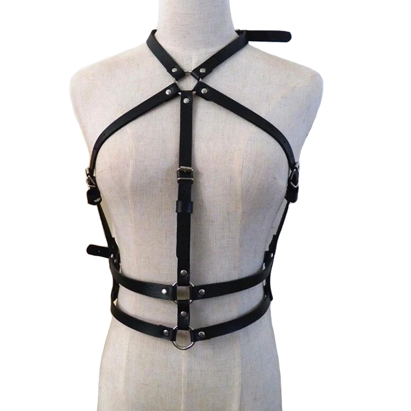 

Women Fashion Sexy leather Harness Bra Bondage Lingerie Body Harness Belts Black Tops Caged Bras Strap Suspenders accessories