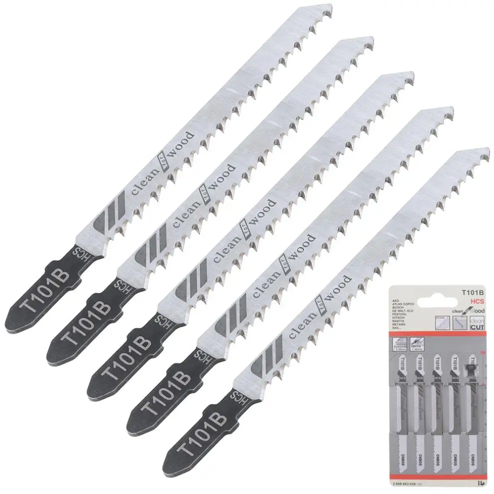 5pcs/lot T101B 100mm High-carbon Steel Reciprocating Saw Blades Straight Cutting Jig Saw for Woodworking Plastic PVC