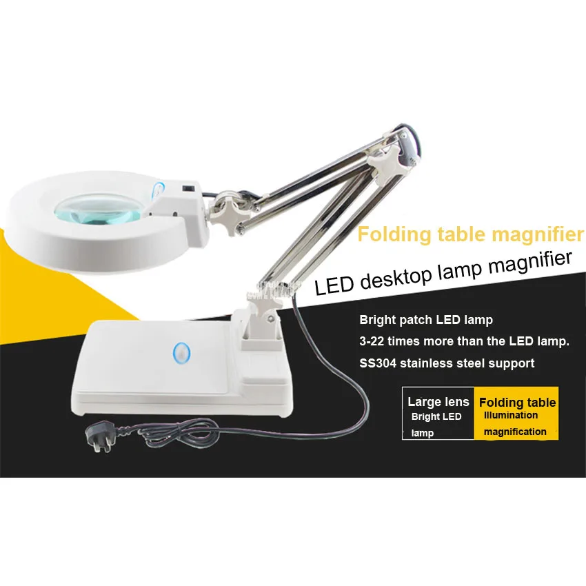 

LED desktop magnifier lamp with lamp folding electronic magnifier 20 times high brightness energy saving and energy saving