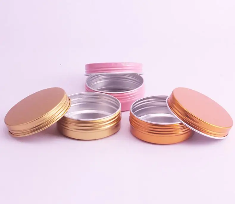 2 oz 60ml 60g Multi-Colored Round Aluminum Cans Screw Lid Metal Tins Jars Empty Slip Slide Containers SN354