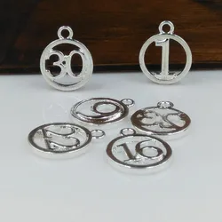 High Quality 10 Pieces/Lot Diameter 14mm Silver Plated  20-30 Figure Number Charms For Bracelet Making