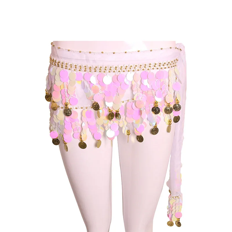 Nuova Danza Del Ventre Accessori 1 pc di Modo Variopinto Paillettes Cintura di Monete di Danza Del Ventre Sciarpa Dell'anca del Pannello Esterno Cinturino Cinture Catena Della Vita