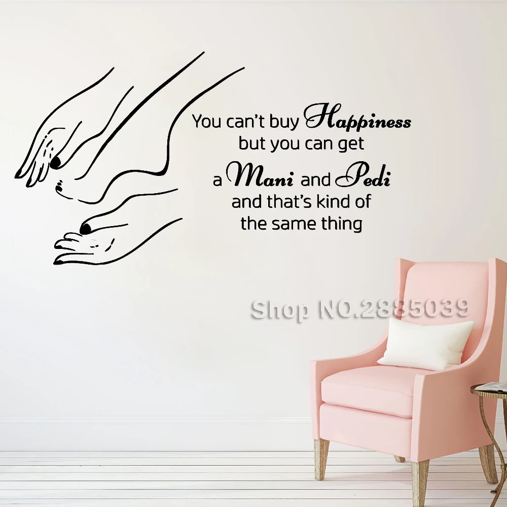 Manicure Pedicure Beauty Salon Wall Stickers Shopwindow Decor Nail Salon Quote Nails Art Murals Vinyl Wallpapers Removable LC715